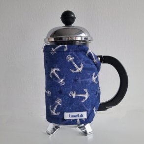 Kaffevarmer i bl med gr ankre 