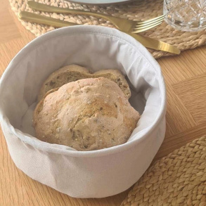 Br�dkurv i sandfarvet tekstil