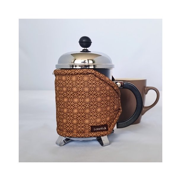 Kaffevarmer i brunt mnster til halv liter stempelkande