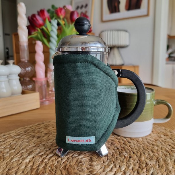 Kaffevarmer i grn til lille stempelkande