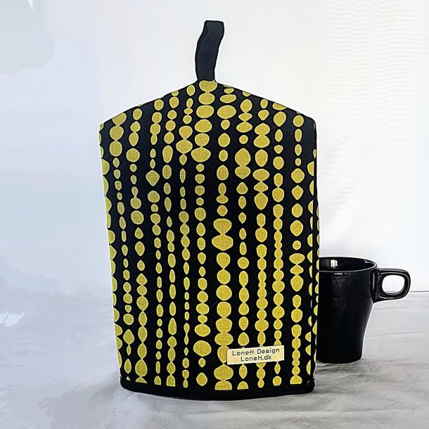 Kaffehtte i sort med grnt - stor stempelkande 