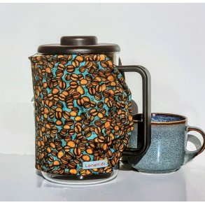 Kaffevarmer med kaffebnner p turkis - 12 kopper