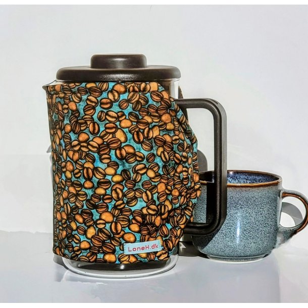 Kaffevarmer med kaffebnner p turkis - 12 kopper