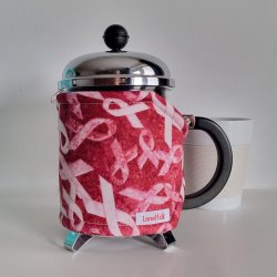 Kaffevarmer med "Stt Brysterne" sljfer - 4 kop stempelkande