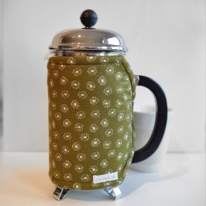 Kaffevarmer grn med blomster 1liter