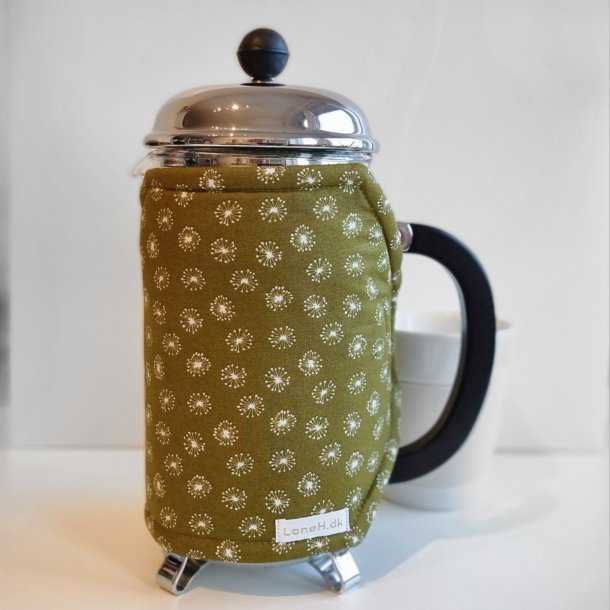 Kaffevarmer grn med blomster 1liter