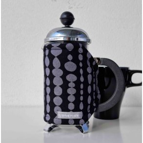 Kaffevarmer sort med med gr drber p snor