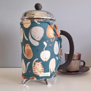 Kaffevarmer i grn med katte til 8 kopper stempelkande