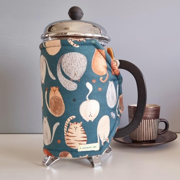 Kaffevarmer i grn med katte til 8 kopper stempelkande