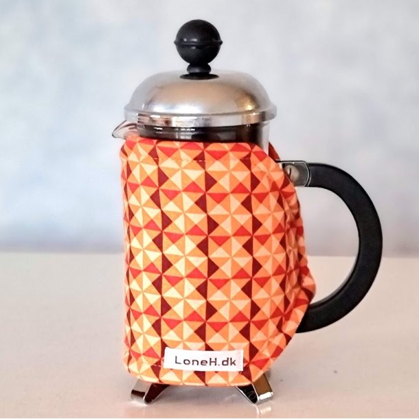 Kaffevarmer i retro mnster - orange og brunt