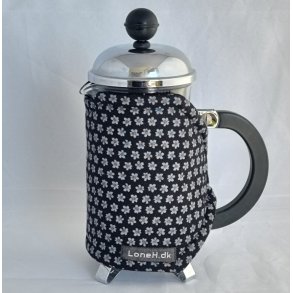 Kaffevarmer i sort med gr blomster