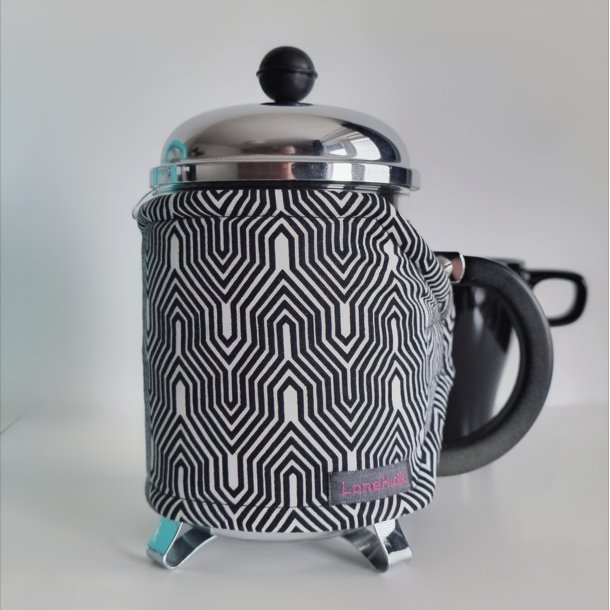 Kaffevarmer i sort hvid - 4 kopper stempelkande