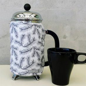 Kaffevarmer hvid med sorte grene til 8 kopper kanden