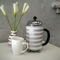 Kaffefrakke med slvstriber lille stempelkande