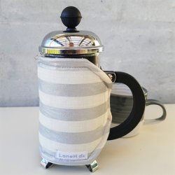 Kaffefrakke med slvstriber lille stempelkande