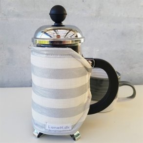 Kaffefrakke med slvstriber lille stempelkande