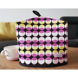 Stor tehtte i sort, gul og lyserd